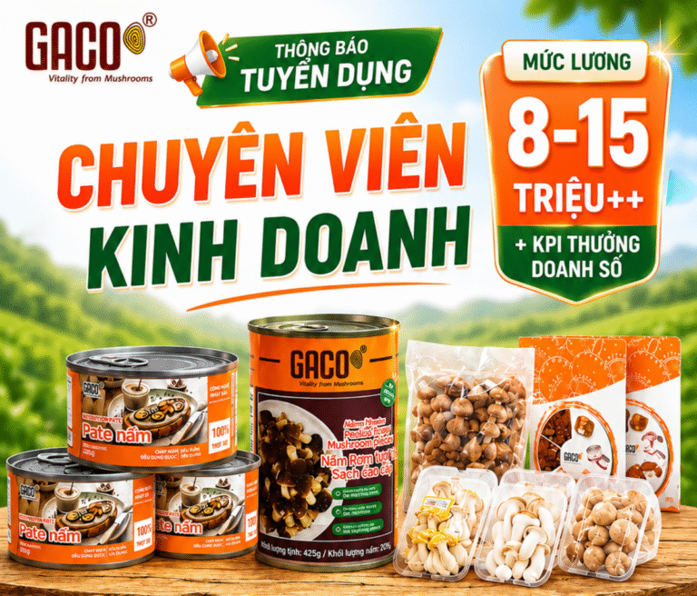 GACO TUYỂN DỤNG 3 CHUYÊN VIÊN KINH DOANH